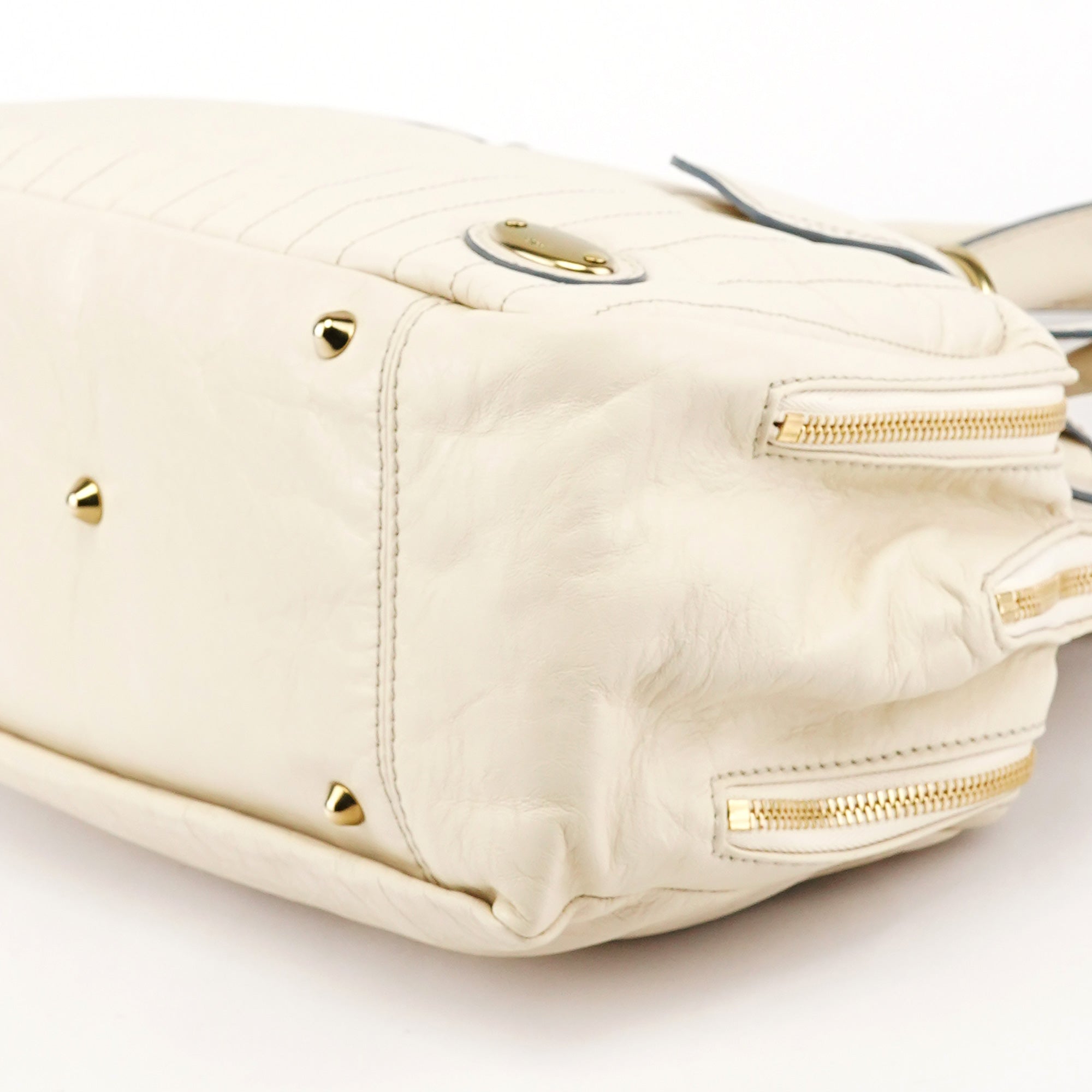 Ivory Leather Bay Tote Bag