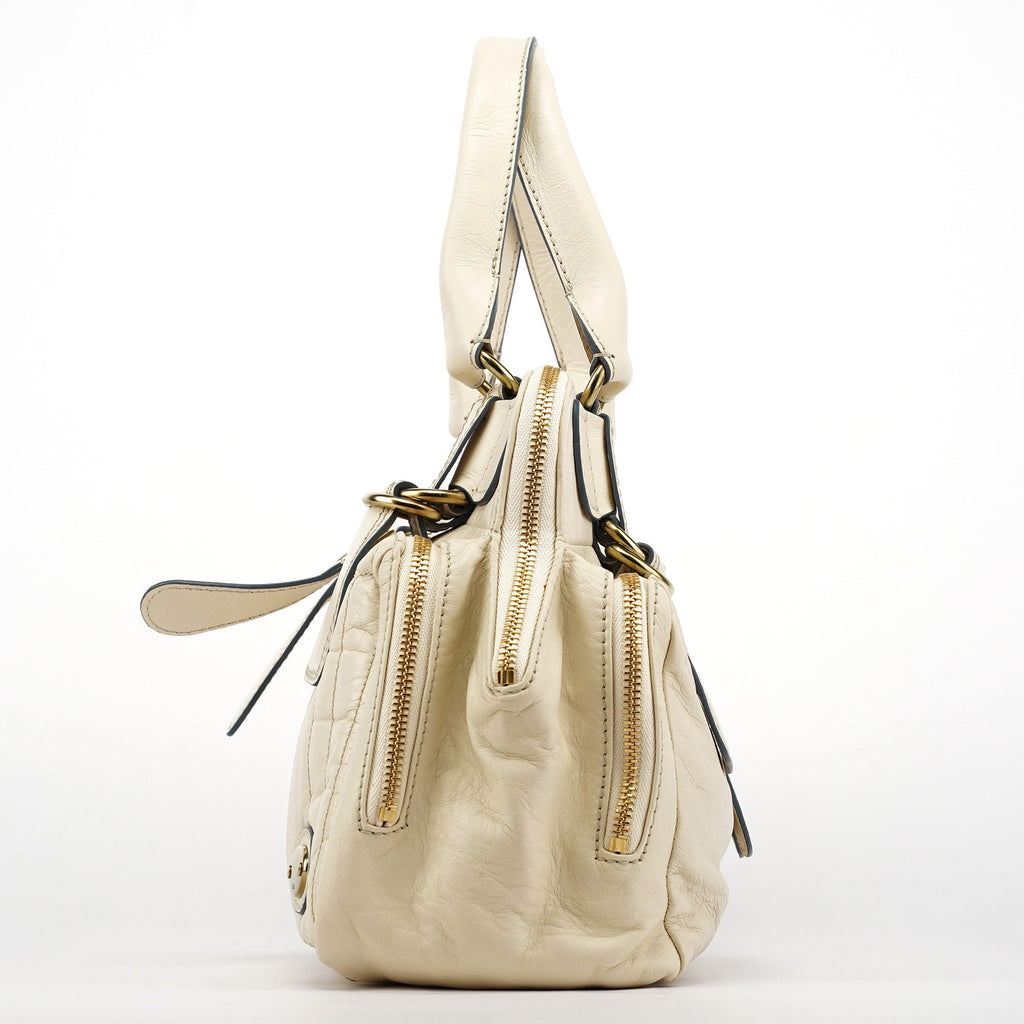 Ivory Leather Bay Tote Bag