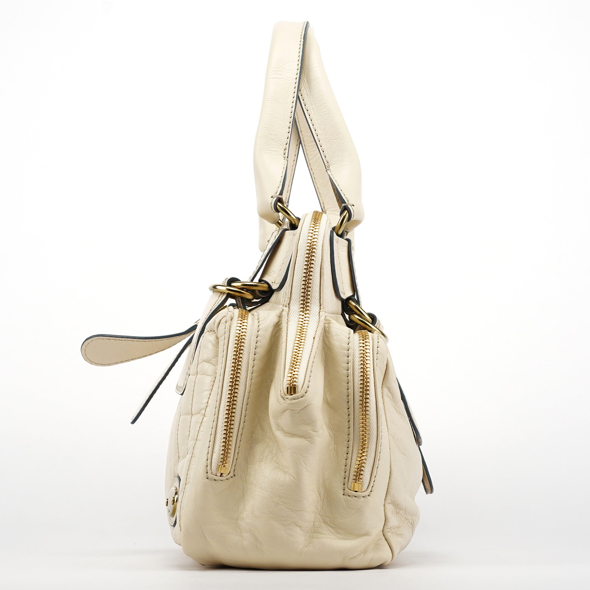 Ivory Leather Bay Tote Bag