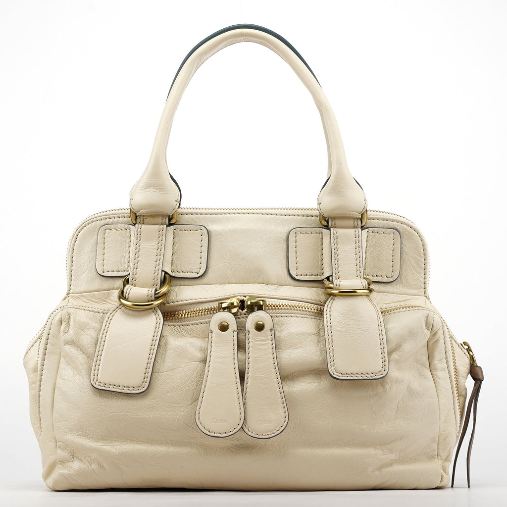 Ivory Leather Bay Tote Bag