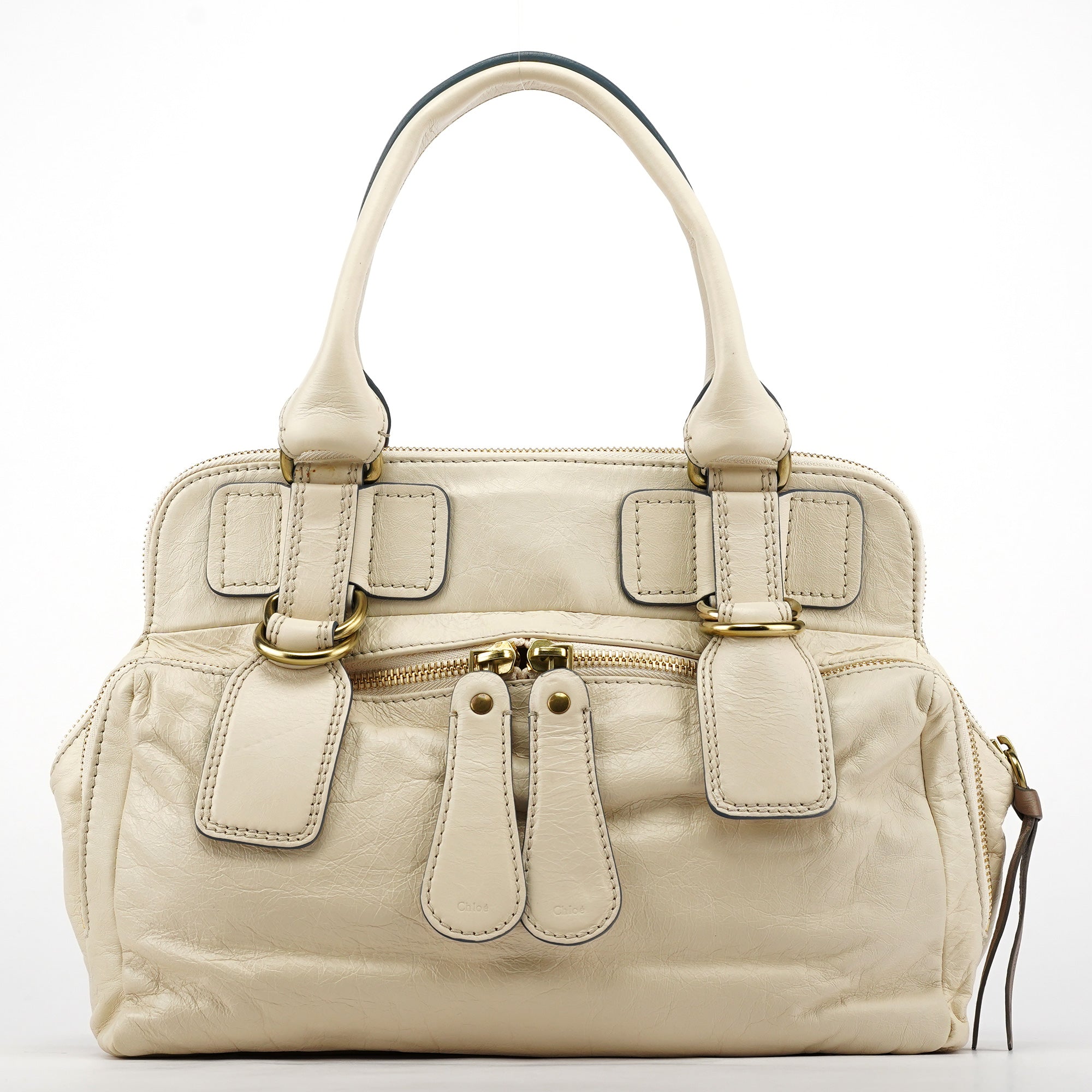 Ivory Leather Bay Tote Bag