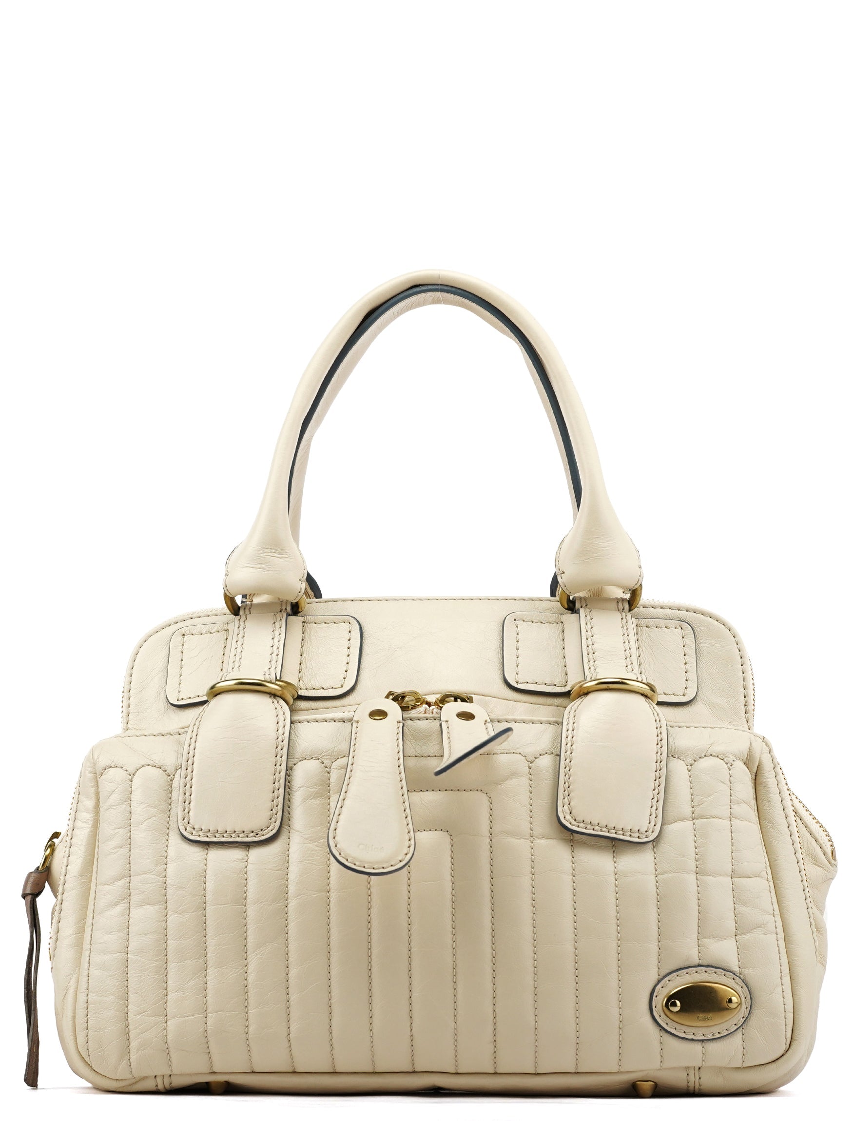 Ivory Leather Bay Tote Bag