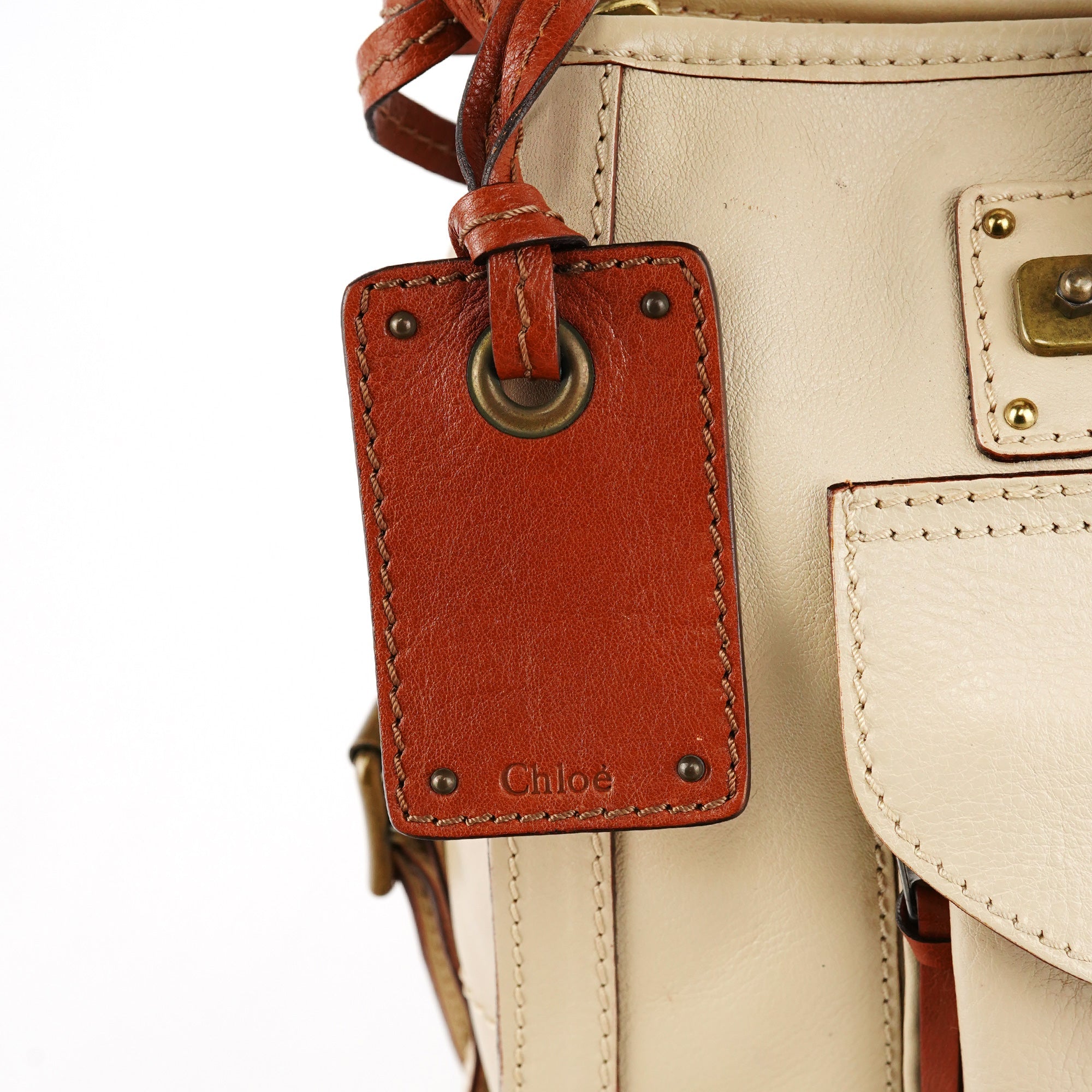 Ivory Leather Tracy Tote Bag