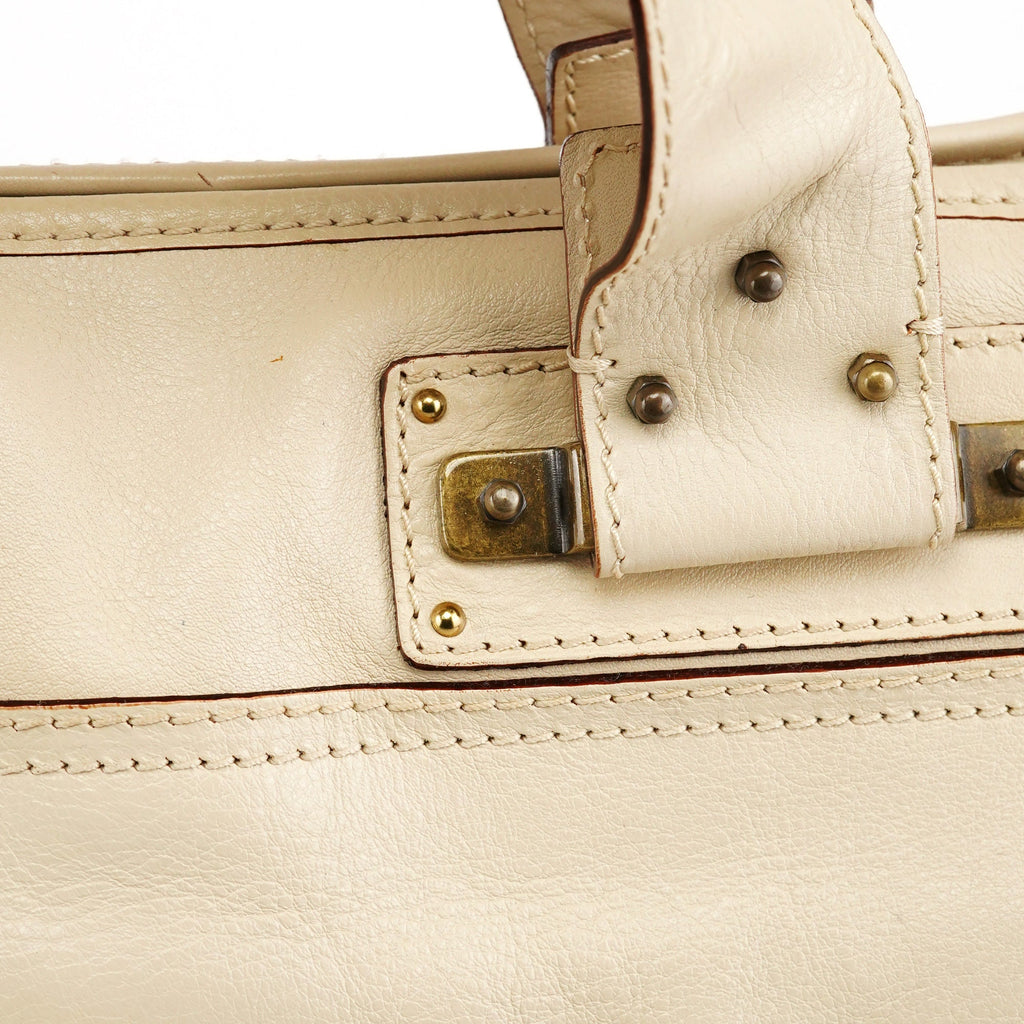 Ivory Leather Tracy Tote Bag