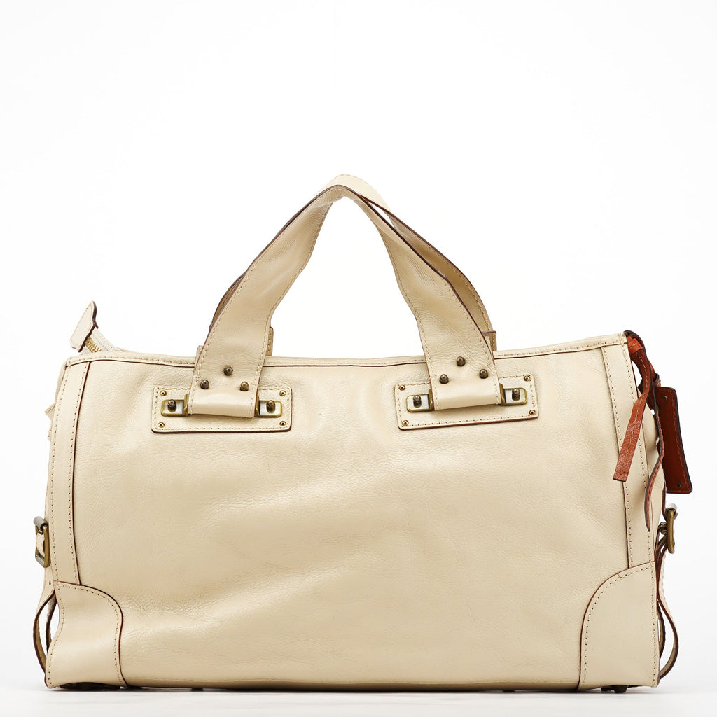 Ivory Leather Tracy Tote Bag