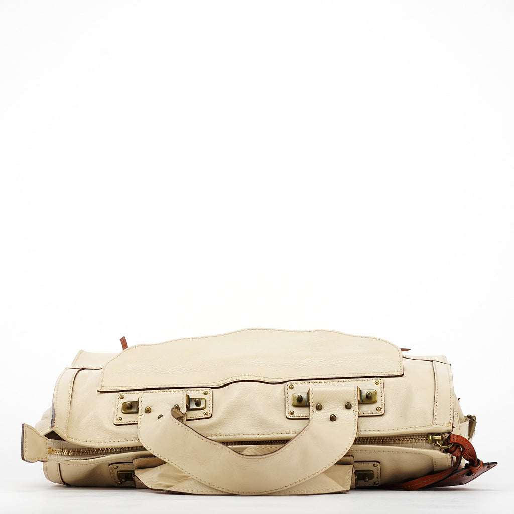 Ivory Leather Tracy Tote Bag