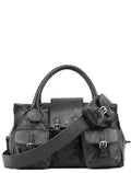 Large Black Leather Edith Tote Bag
