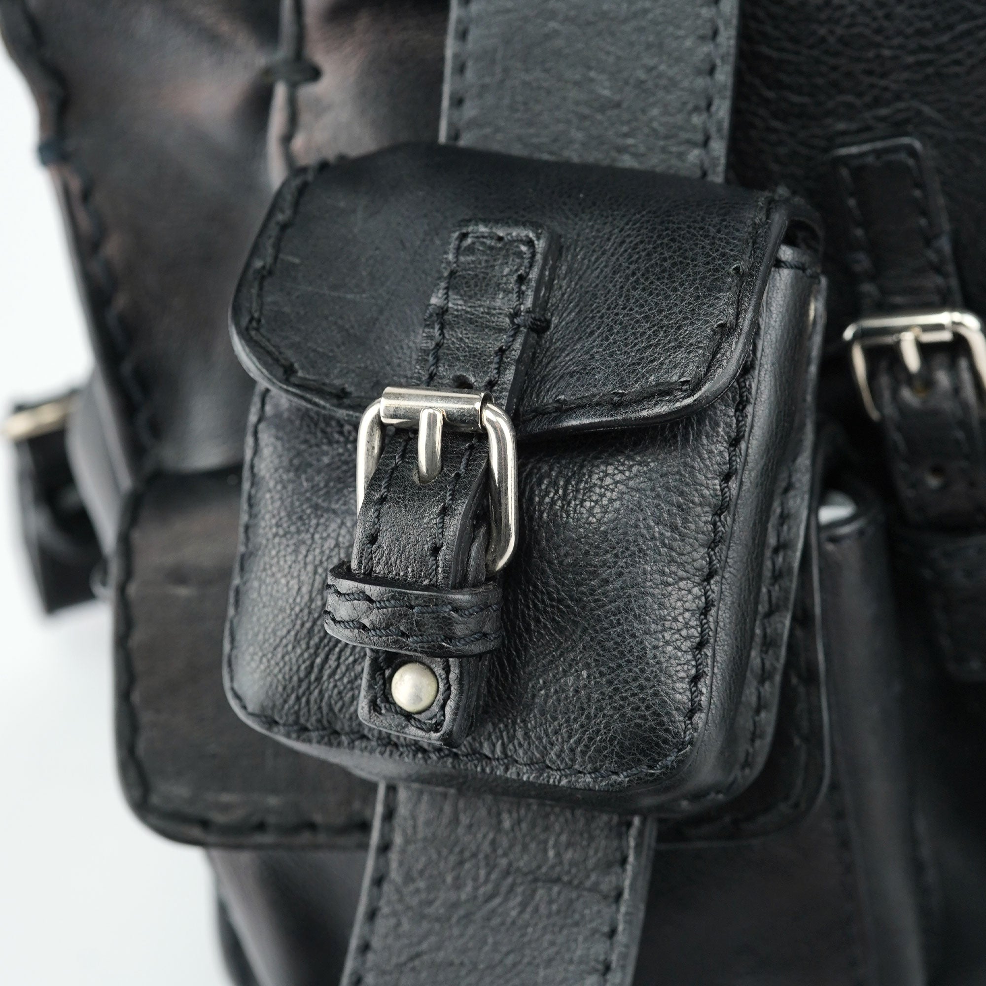 Large Black Leather Edith Tote Bag