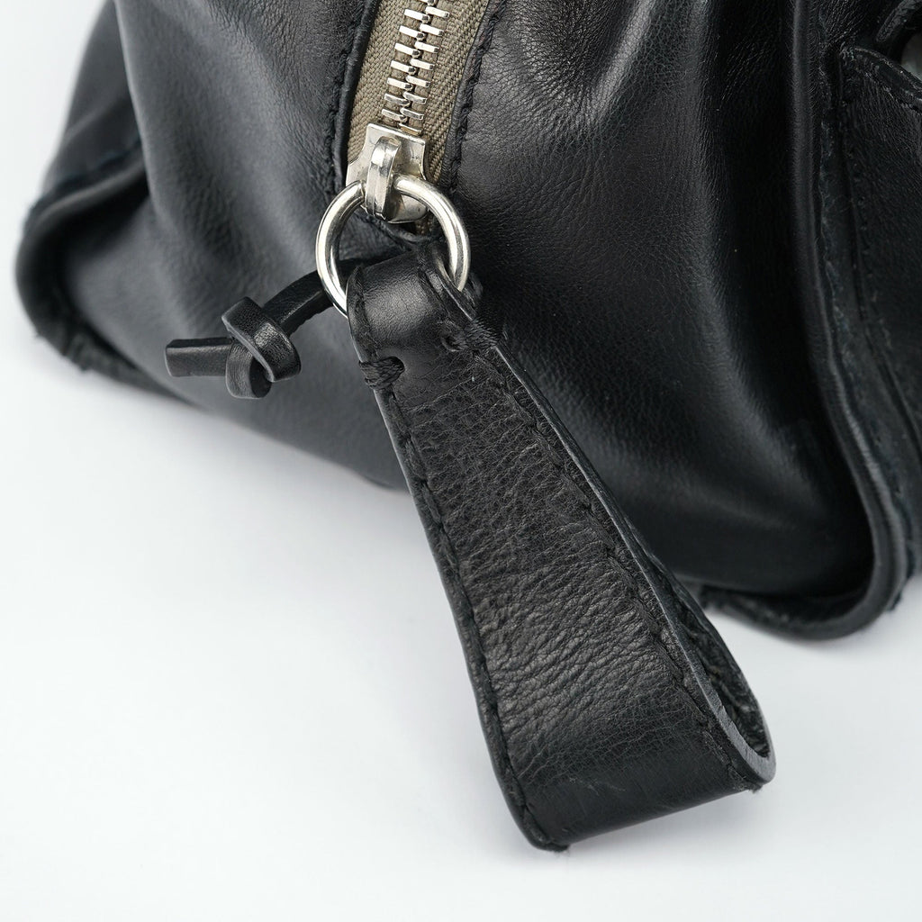 Large Black Leather Edith Tote Bag