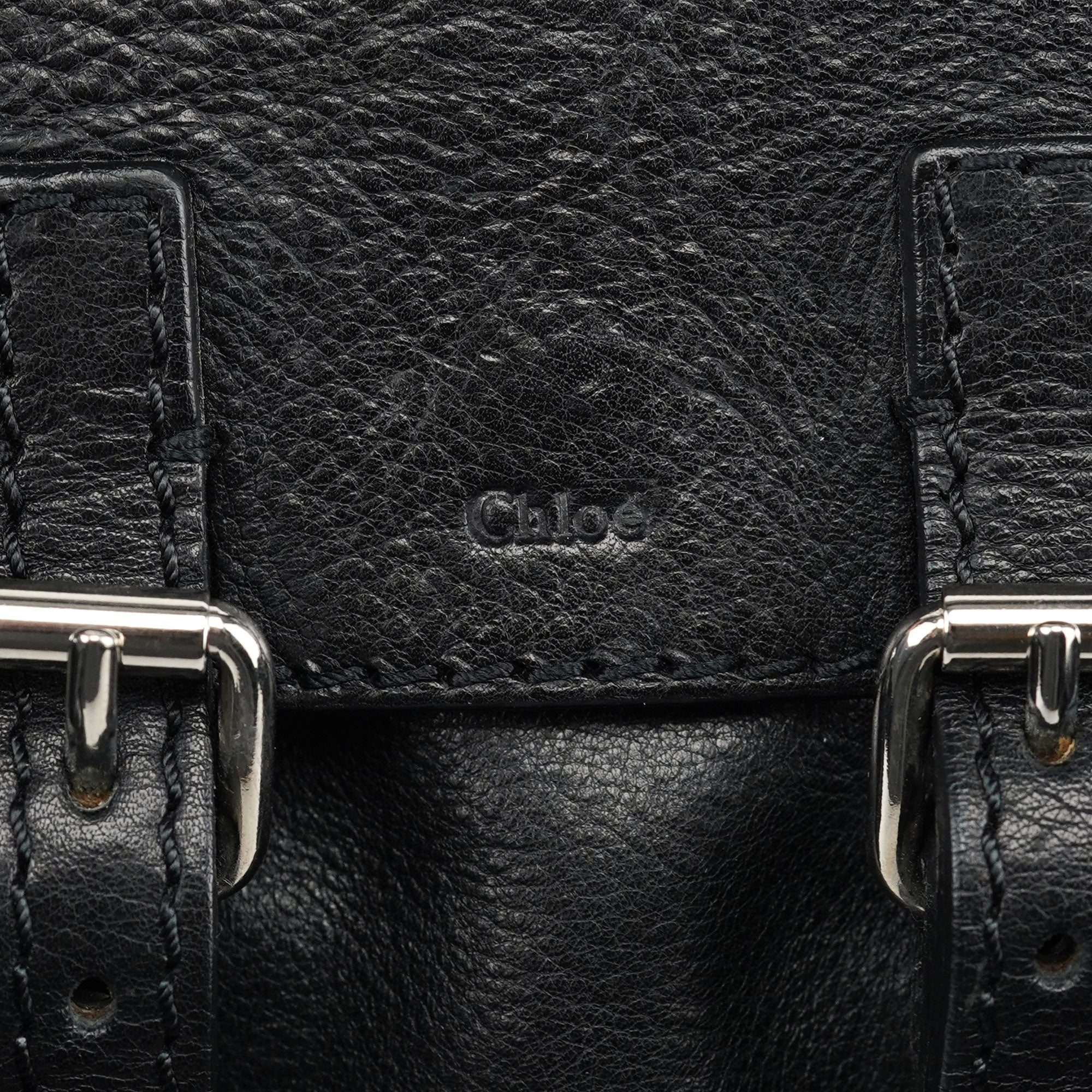Large Black Leather Edith Tote Bag