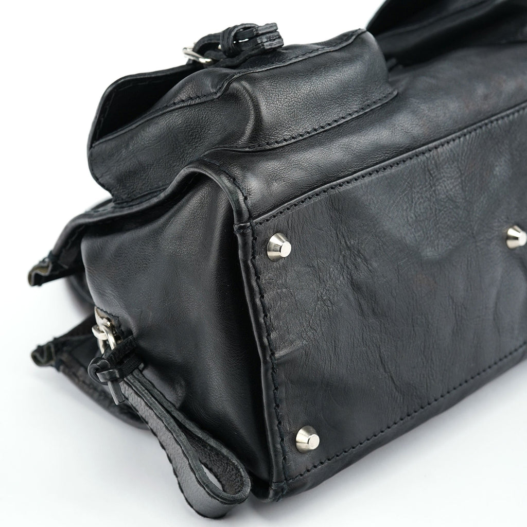 Large Black Leather Edith Tote Bag
