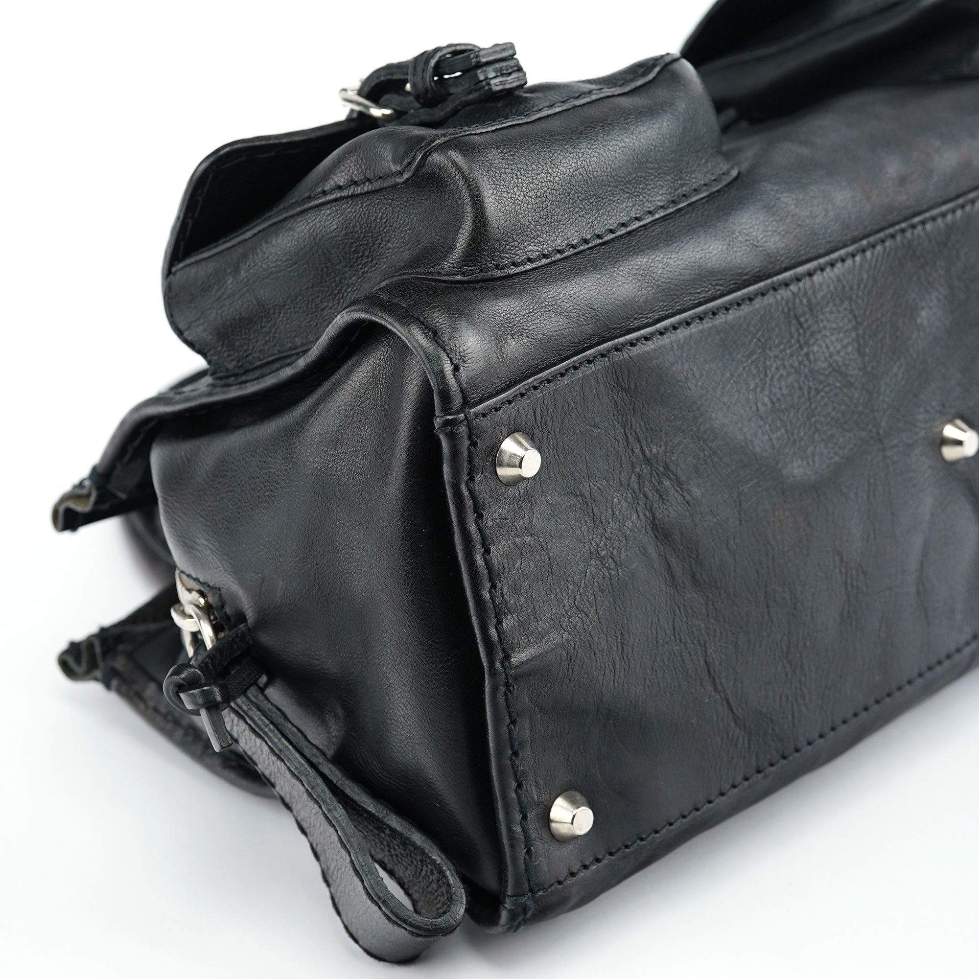 Large Black Leather Edith Tote Bag