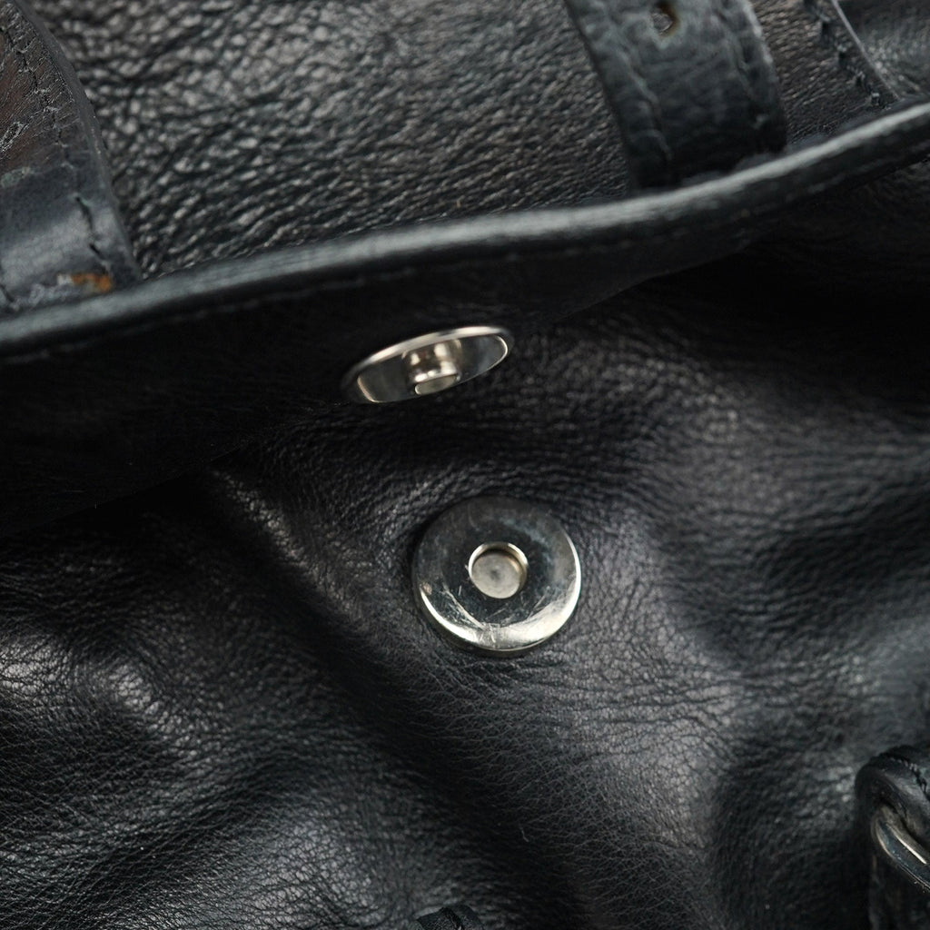 Large Black Leather Edith Tote Bag