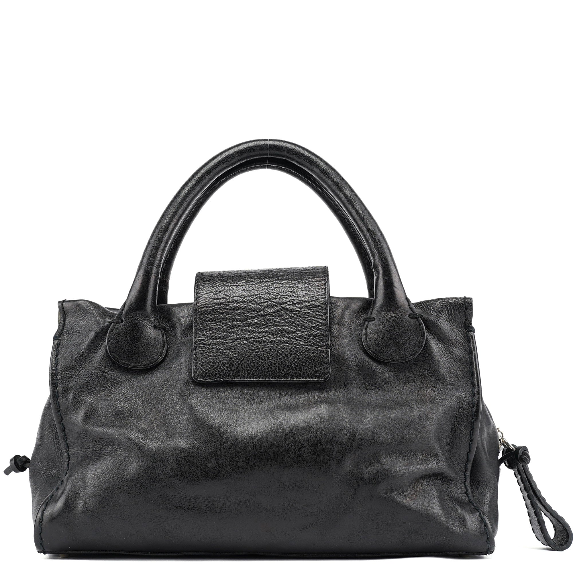 Large Black Leather Edith Tote Bag