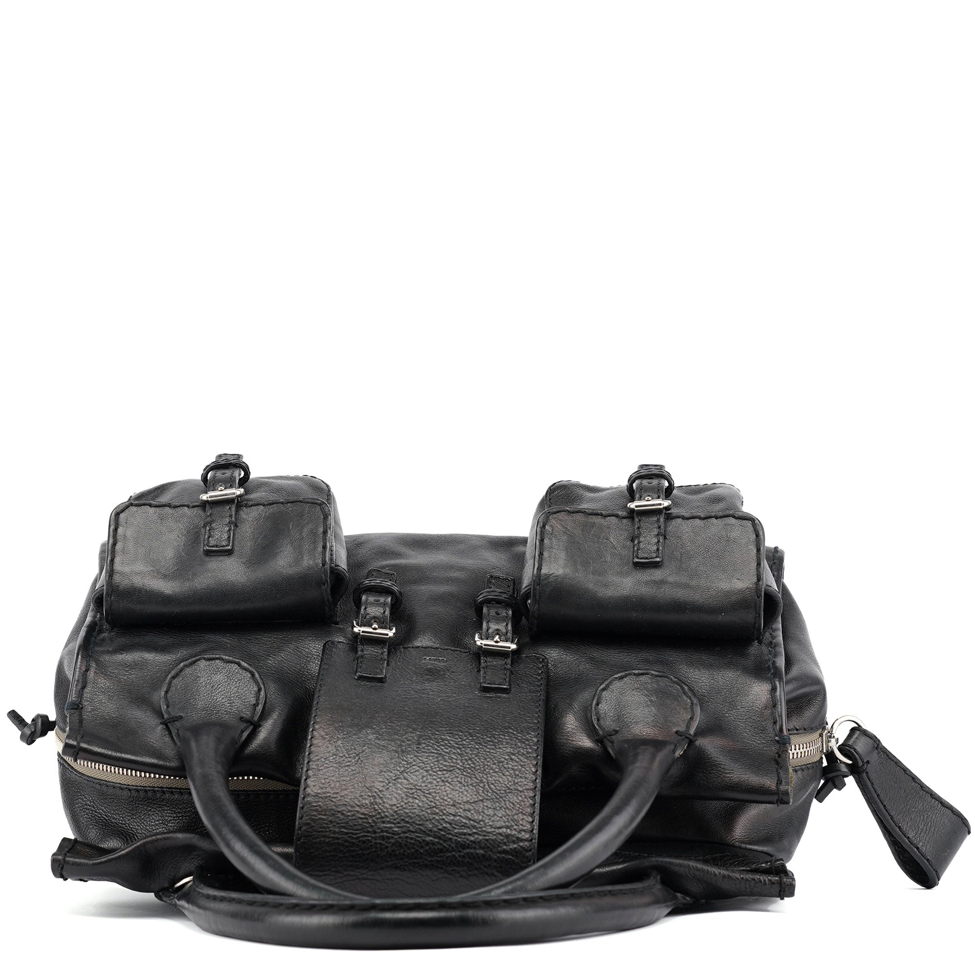 Large Black Leather Edith Tote Bag