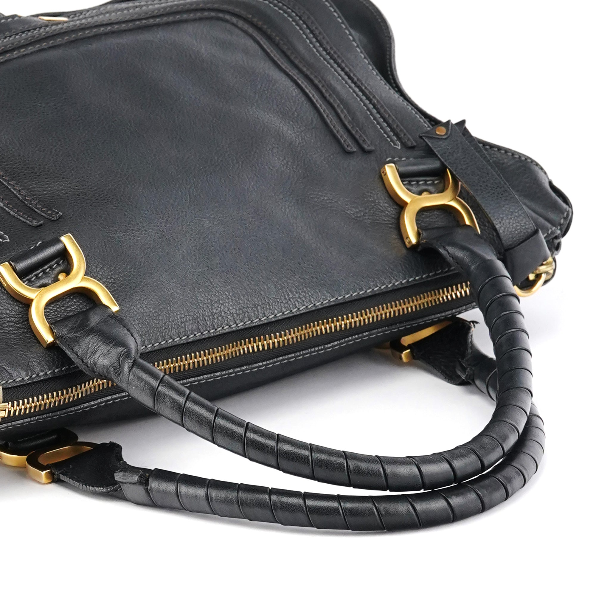 Large Black Leather Marcie Shoulder Bag