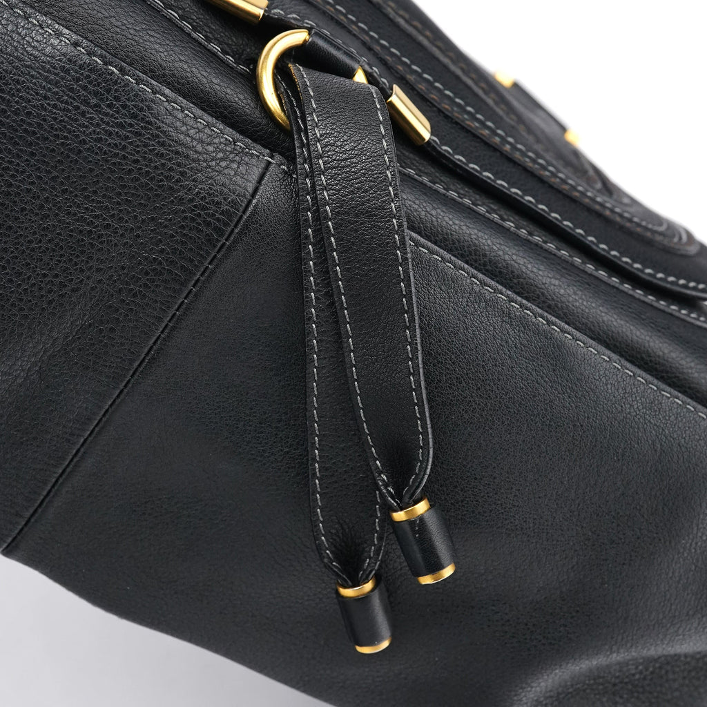 Large Black Leather Marcie Shoulder Bag