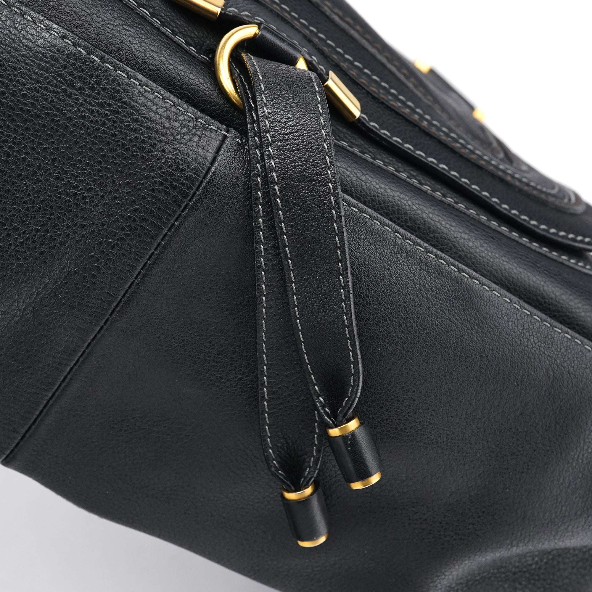 Large Black Leather Marcie Shoulder Bag
