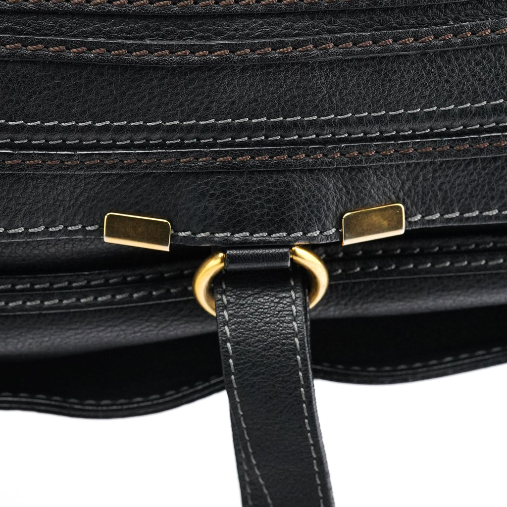 Large Black Leather Marcie Shoulder Bag