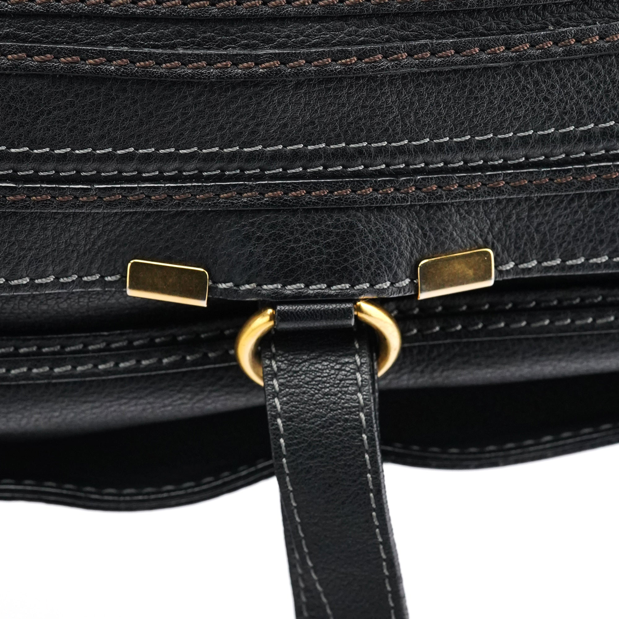 Large Black Leather Marcie Shoulder Bag