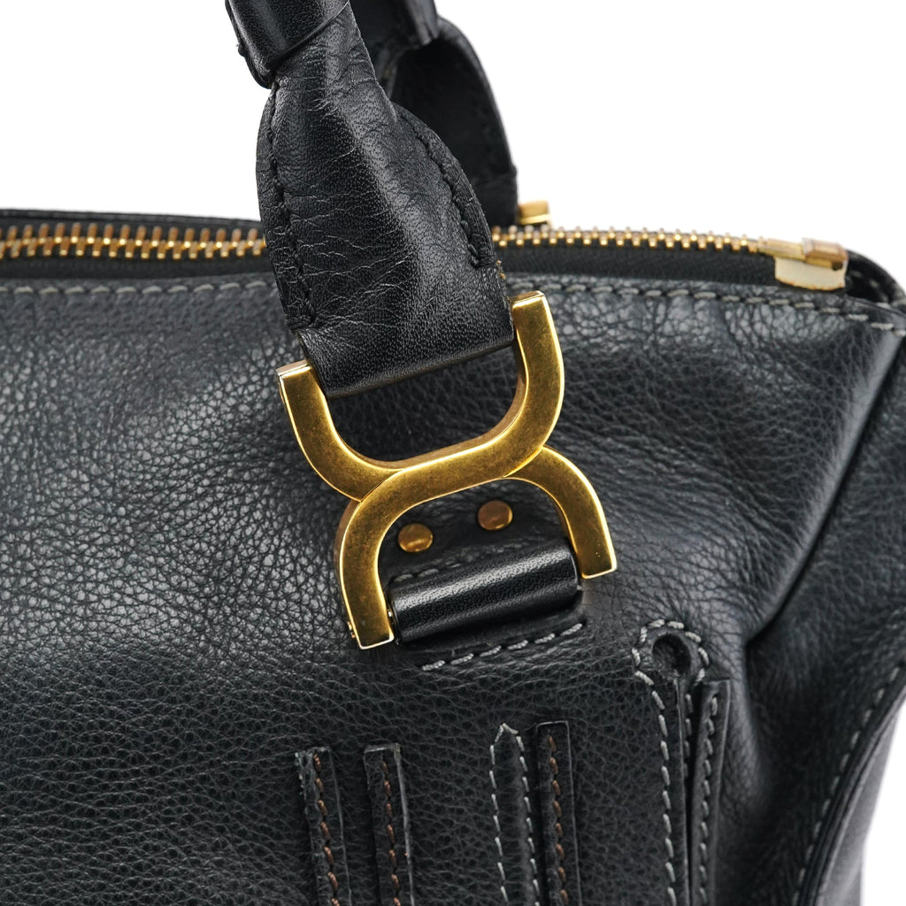 Large Black Leather Marcie Shoulder Bag