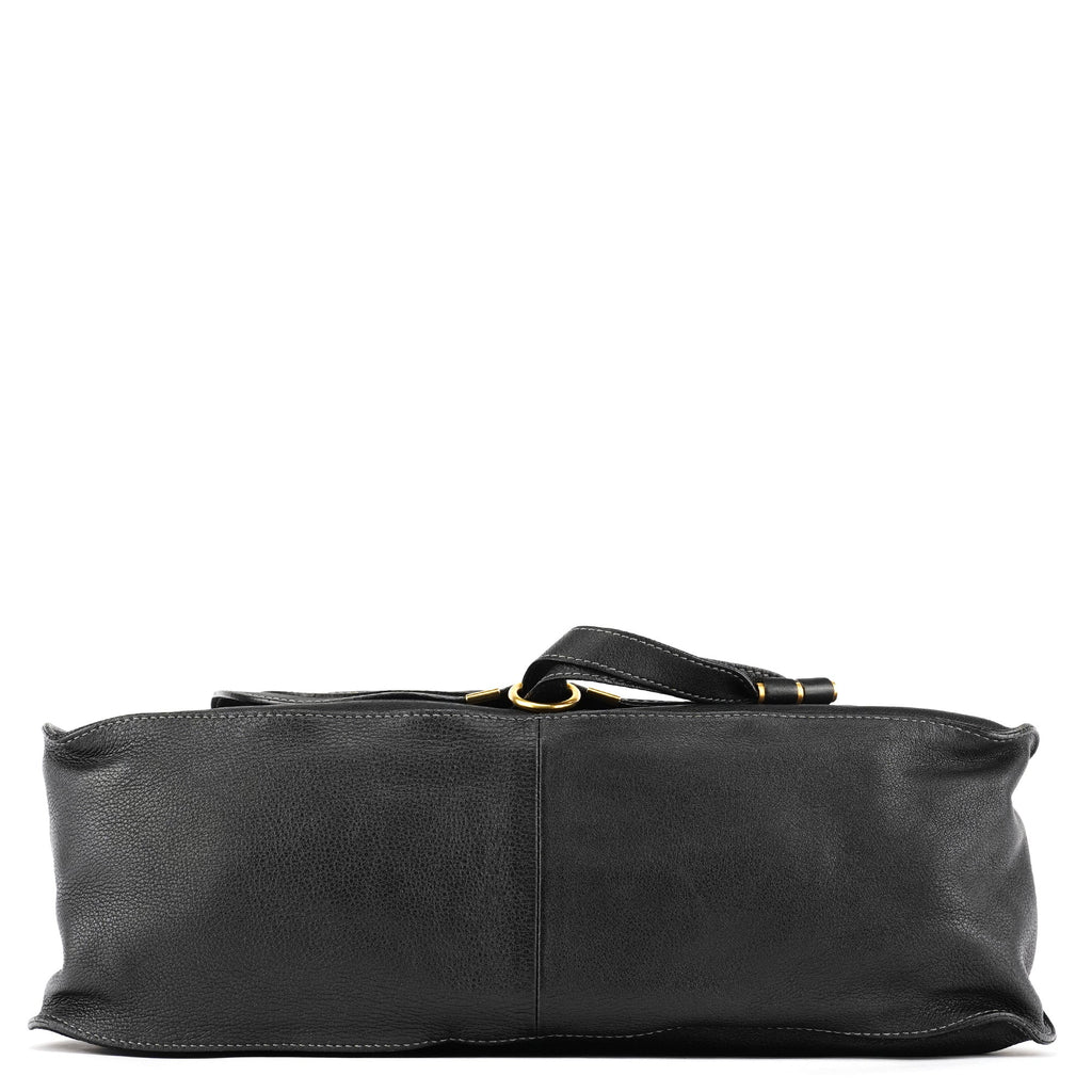 Large Black Leather Marcie Shoulder Bag