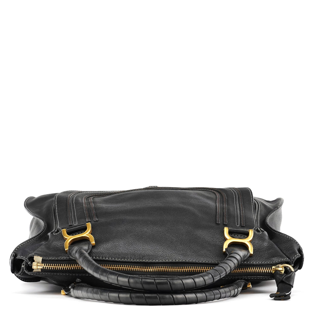 Large Black Leather Marcie Shoulder Bag