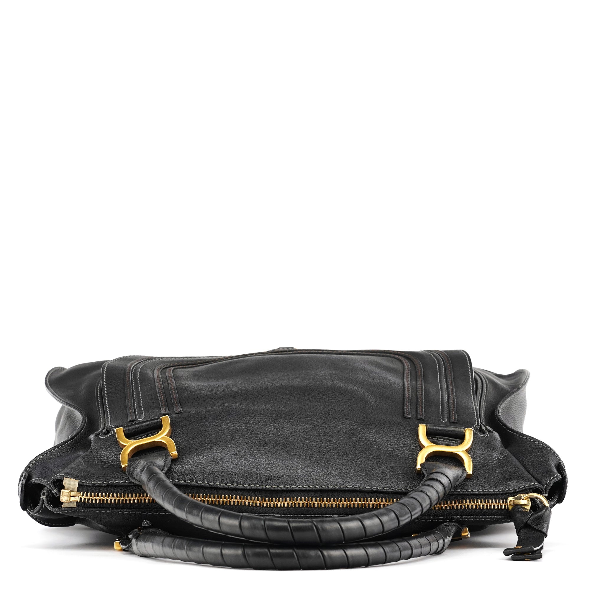 Large Black Leather Marcie Shoulder Bag