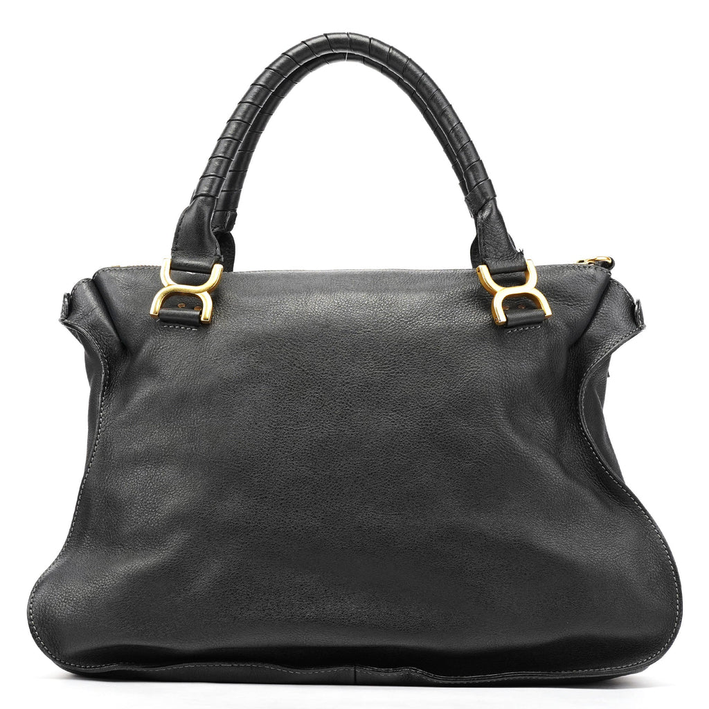 Large Black Leather Marcie Shoulder Bag