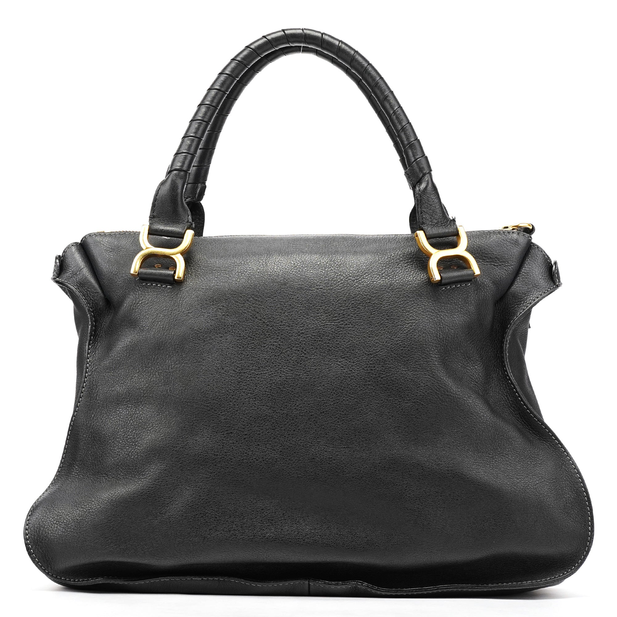Large Black Leather Marcie Shoulder Bag