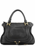Large Black Leather Marcie Shoulder Bag