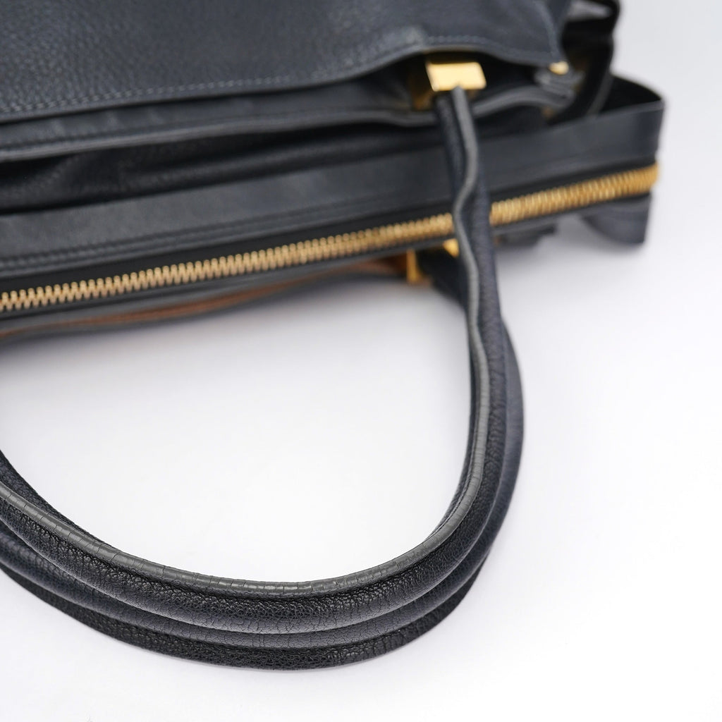 Large Black Leather Tote Bag