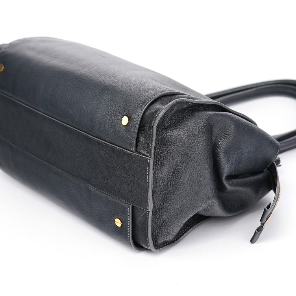 Large Black Leather Tote Bag