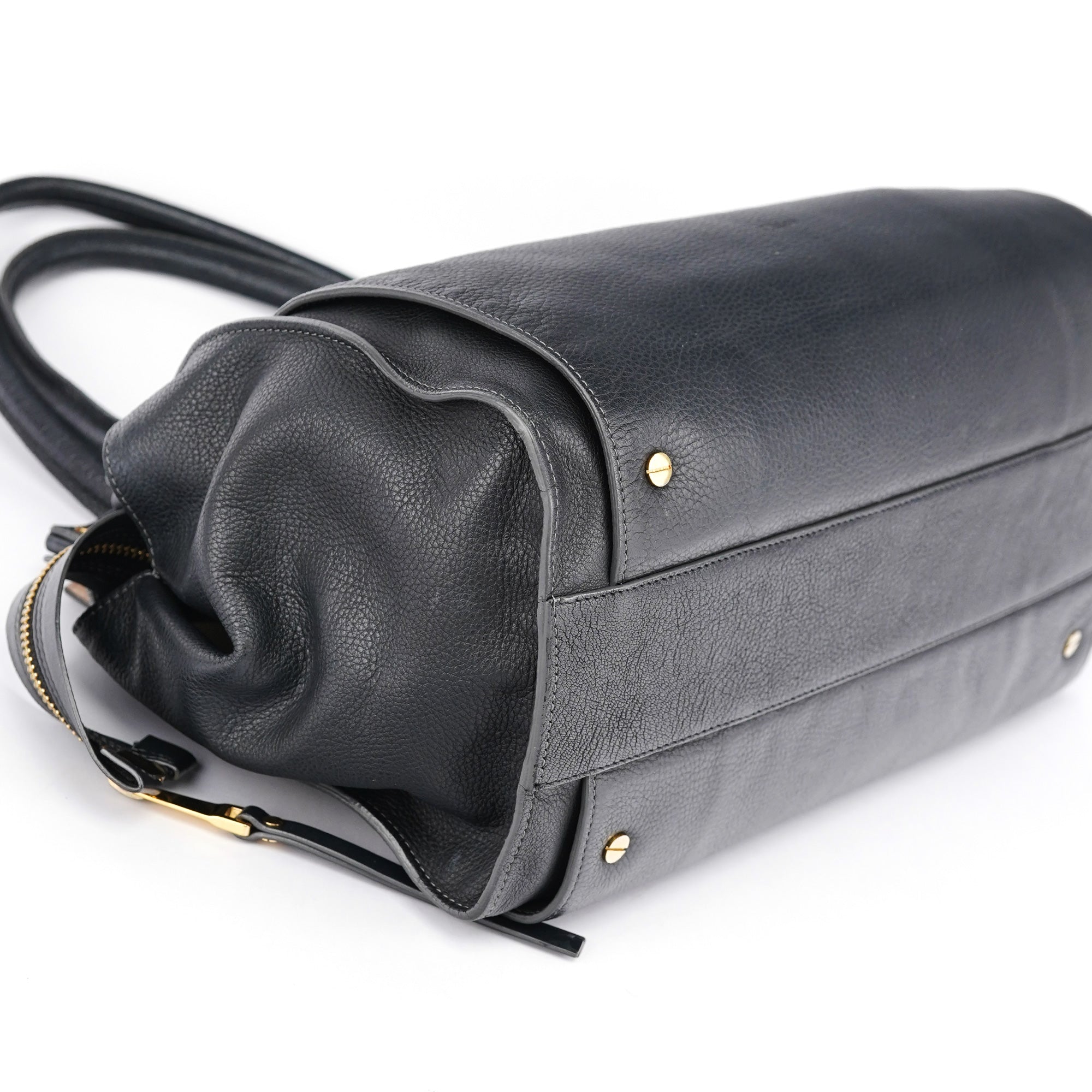 Large Black Leather Tote Bag