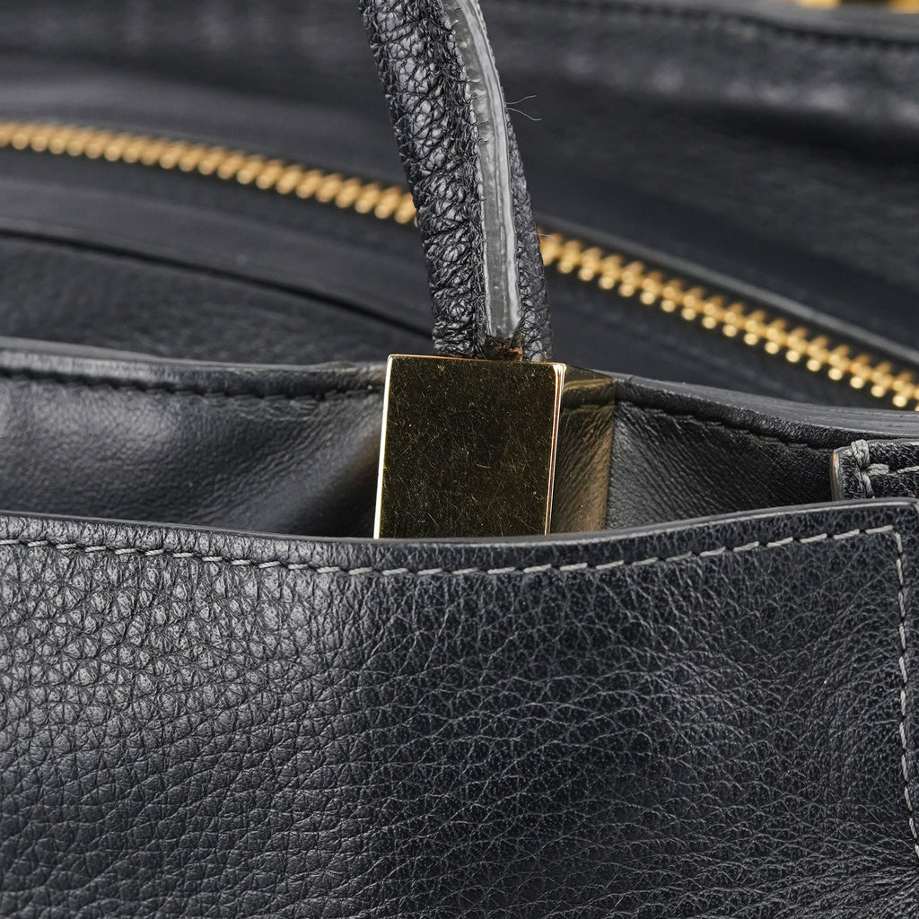 Large Black Leather Tote Bag