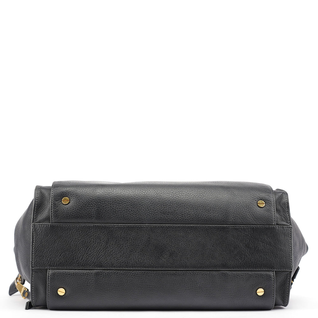 Large Black Leather Tote Bag