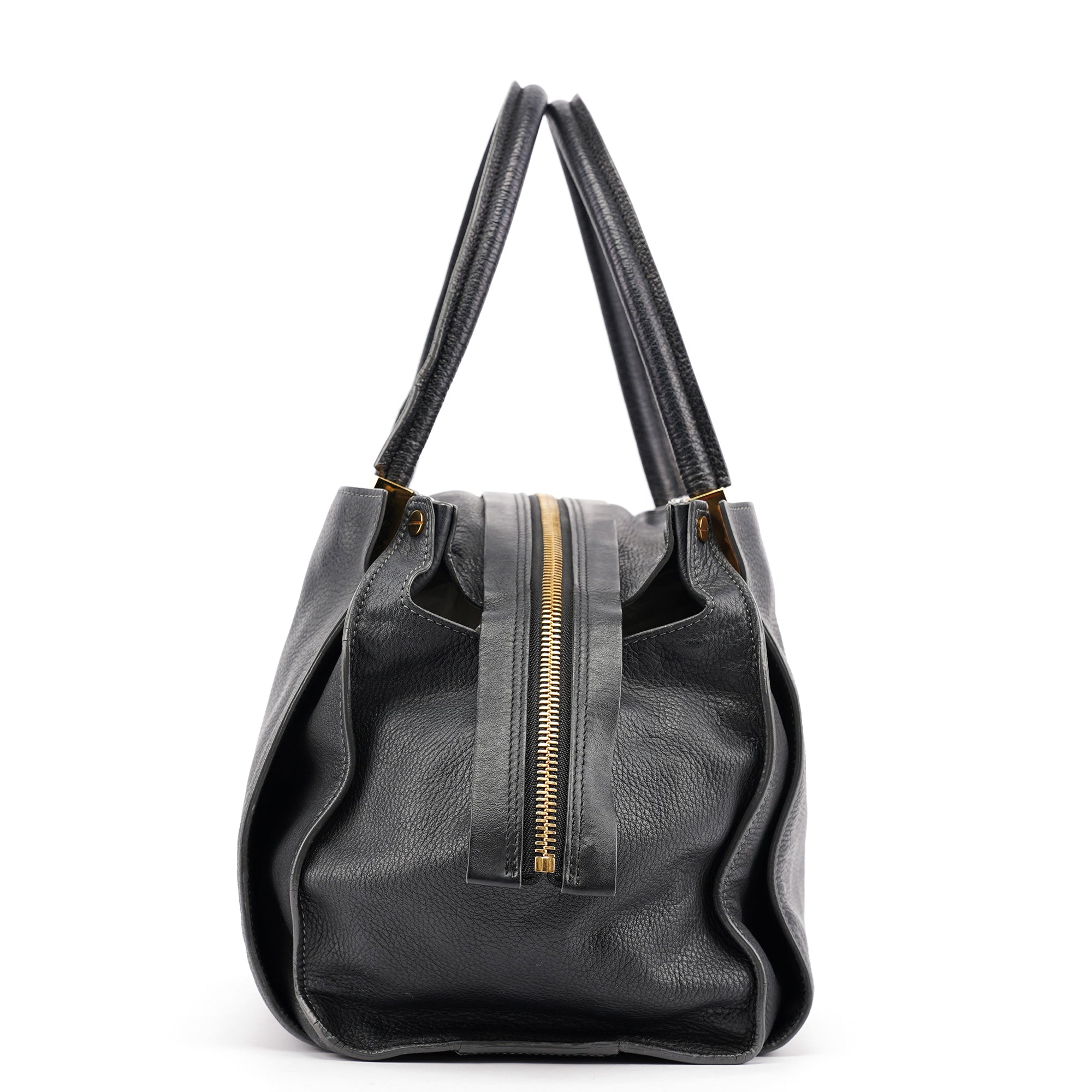 Large Black Leather Tote Bag