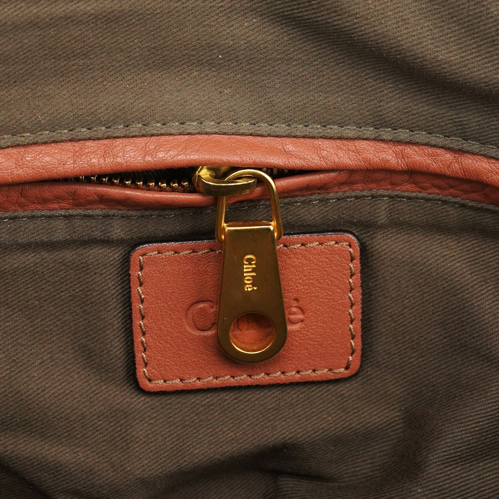 Large Coral Leather Marcie Shoulder Bag