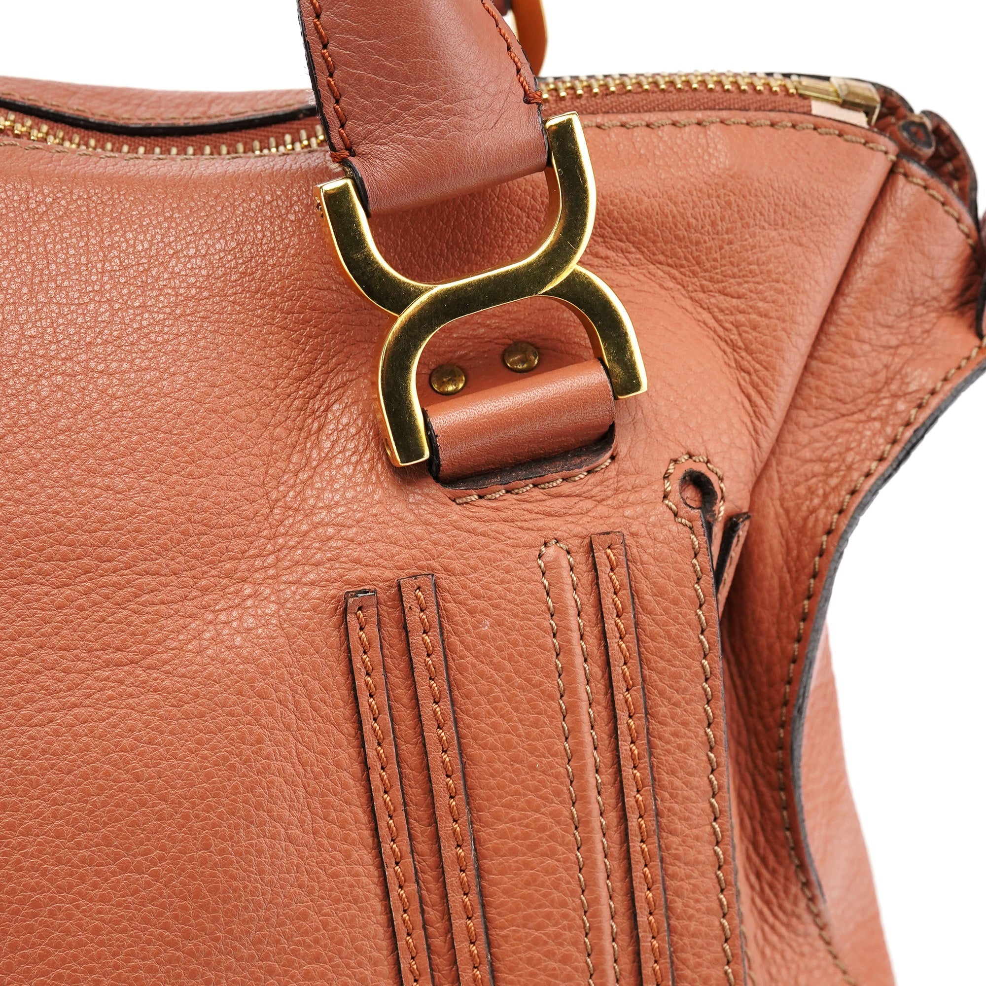 Large Coral Leather Marcie Shoulder Bag