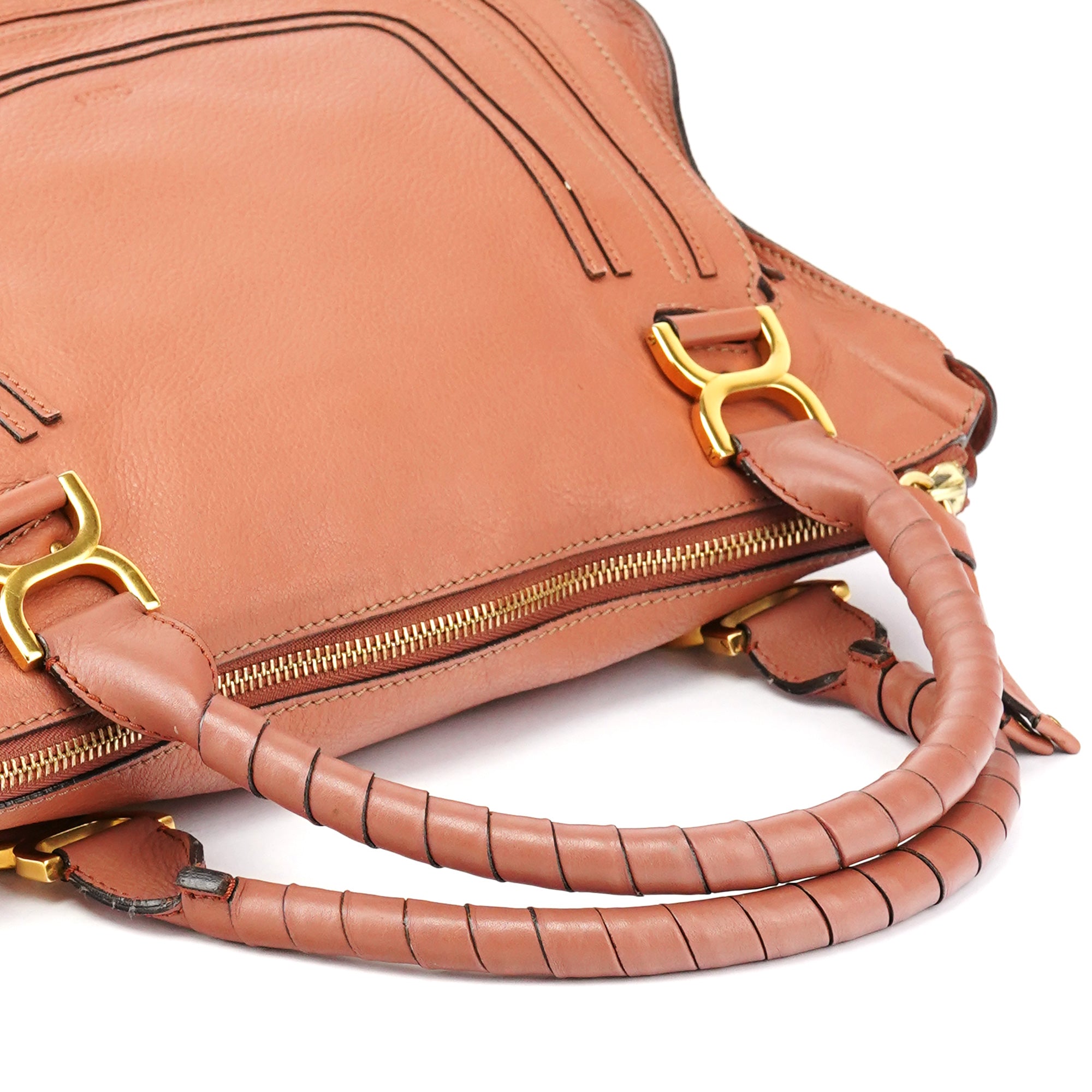 Large Coral Leather Marcie Shoulder Bag