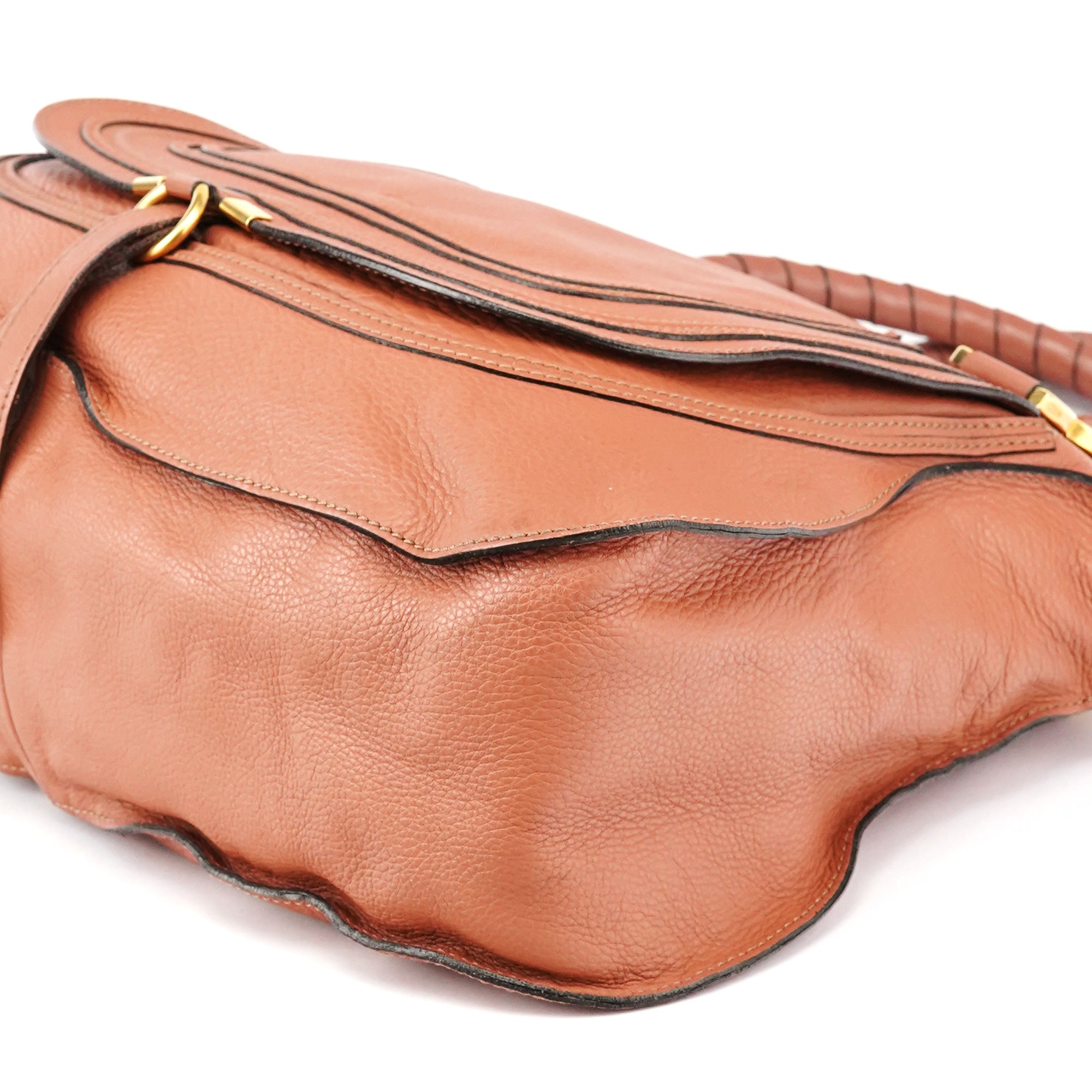 Large Coral Leather Marcie Shoulder Bag
