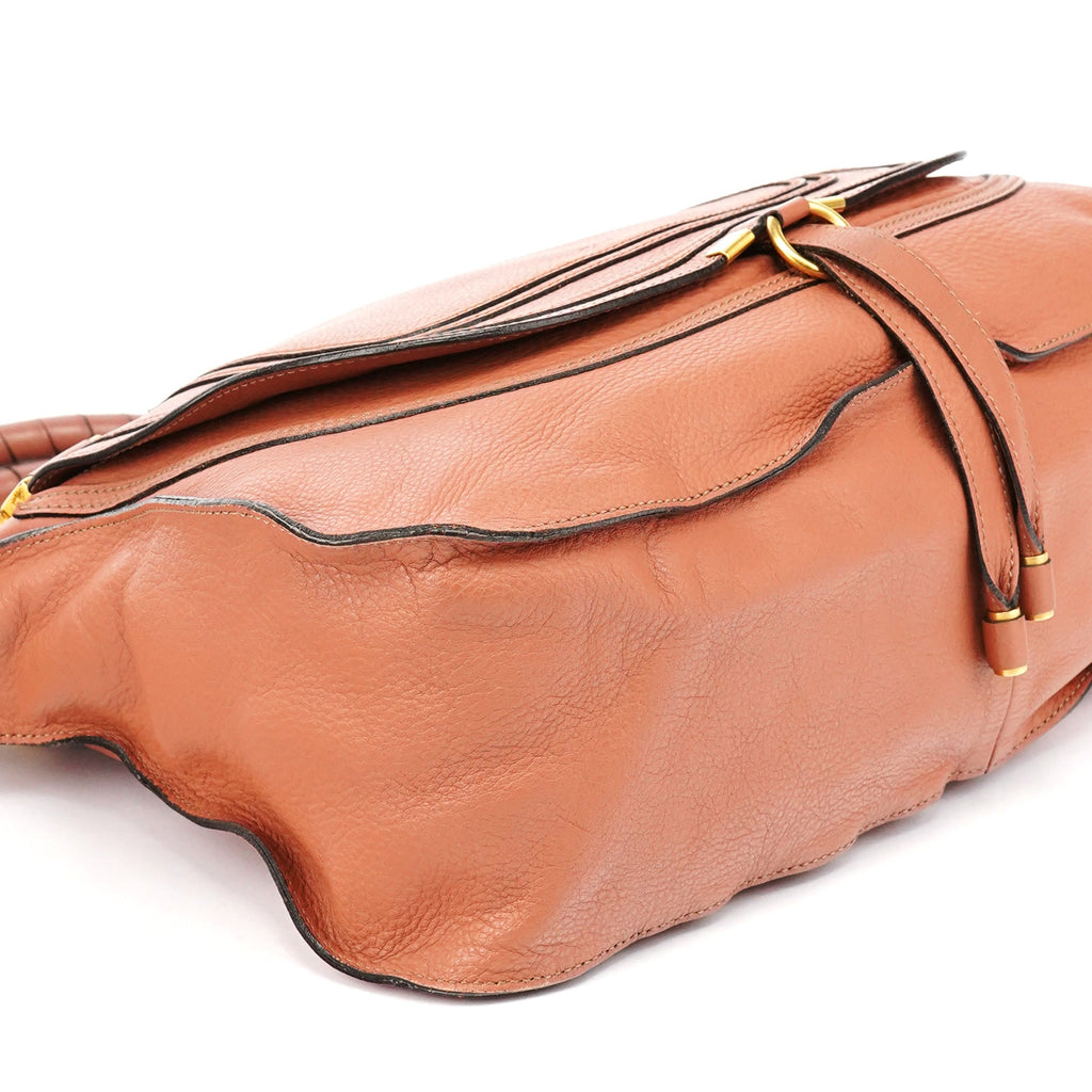 Large Coral Leather Marcie Shoulder Bag