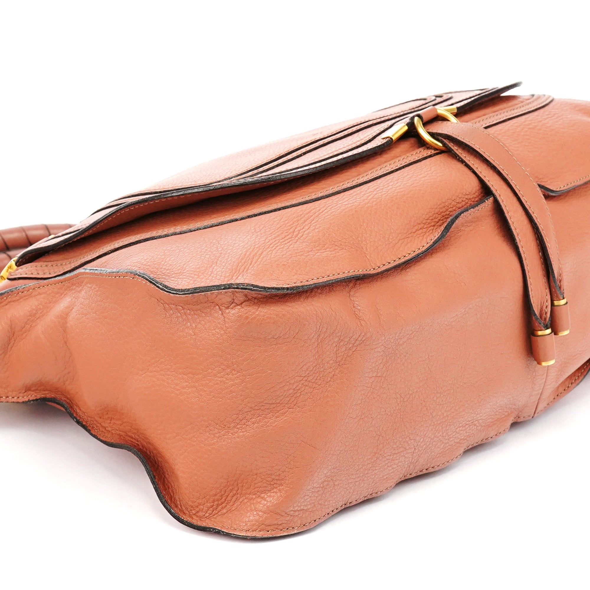 Large Coral Leather Marcie Shoulder Bag
