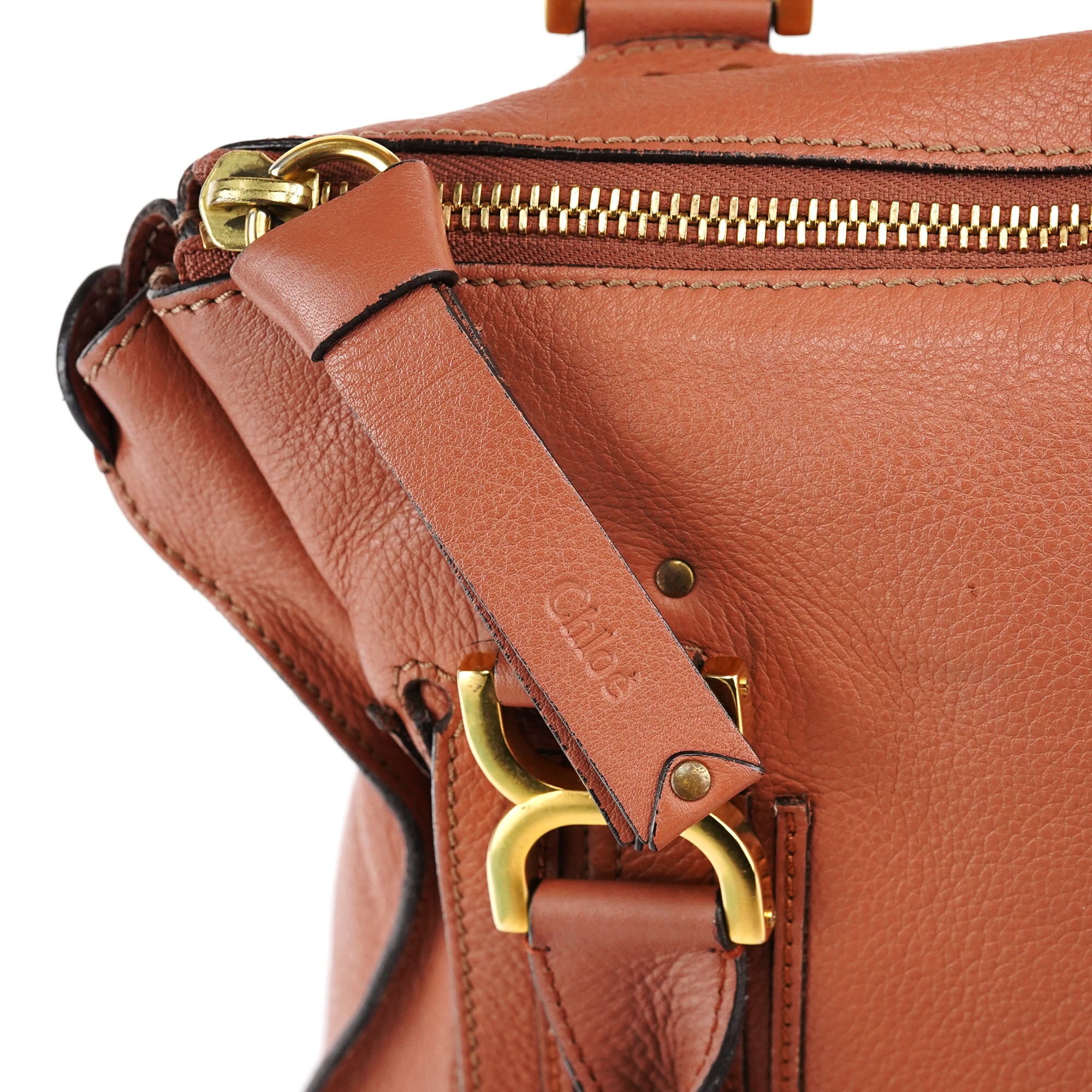 Large Coral Leather Marcie Shoulder Bag