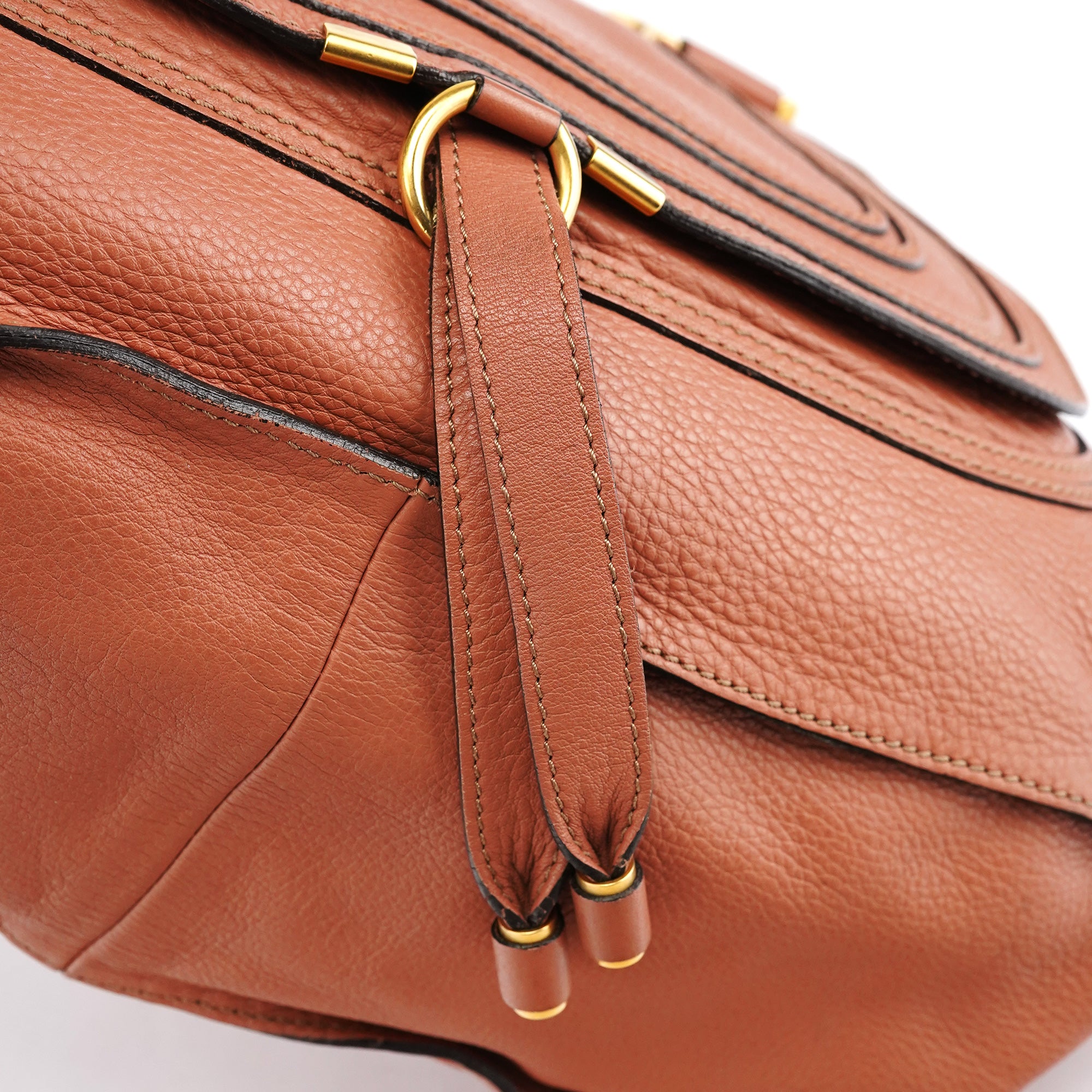 Large Coral Leather Marcie Shoulder Bag