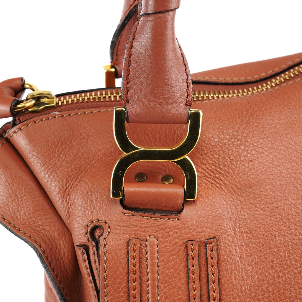 Large Coral Leather Marcie Shoulder Bag