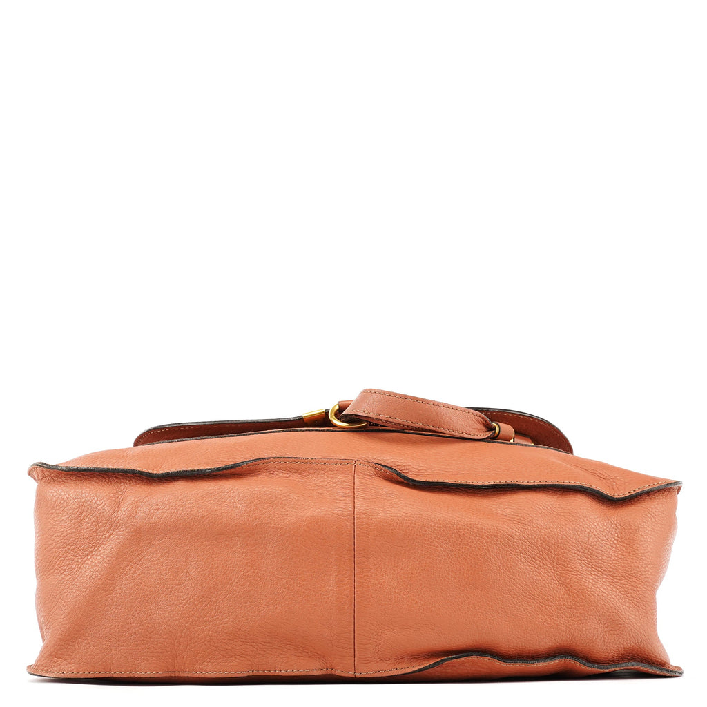 Large Coral Leather Marcie Shoulder Bag