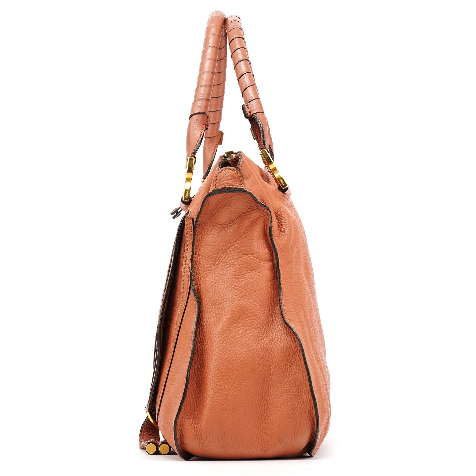 Large Coral Leather Marcie Shoulder Bag