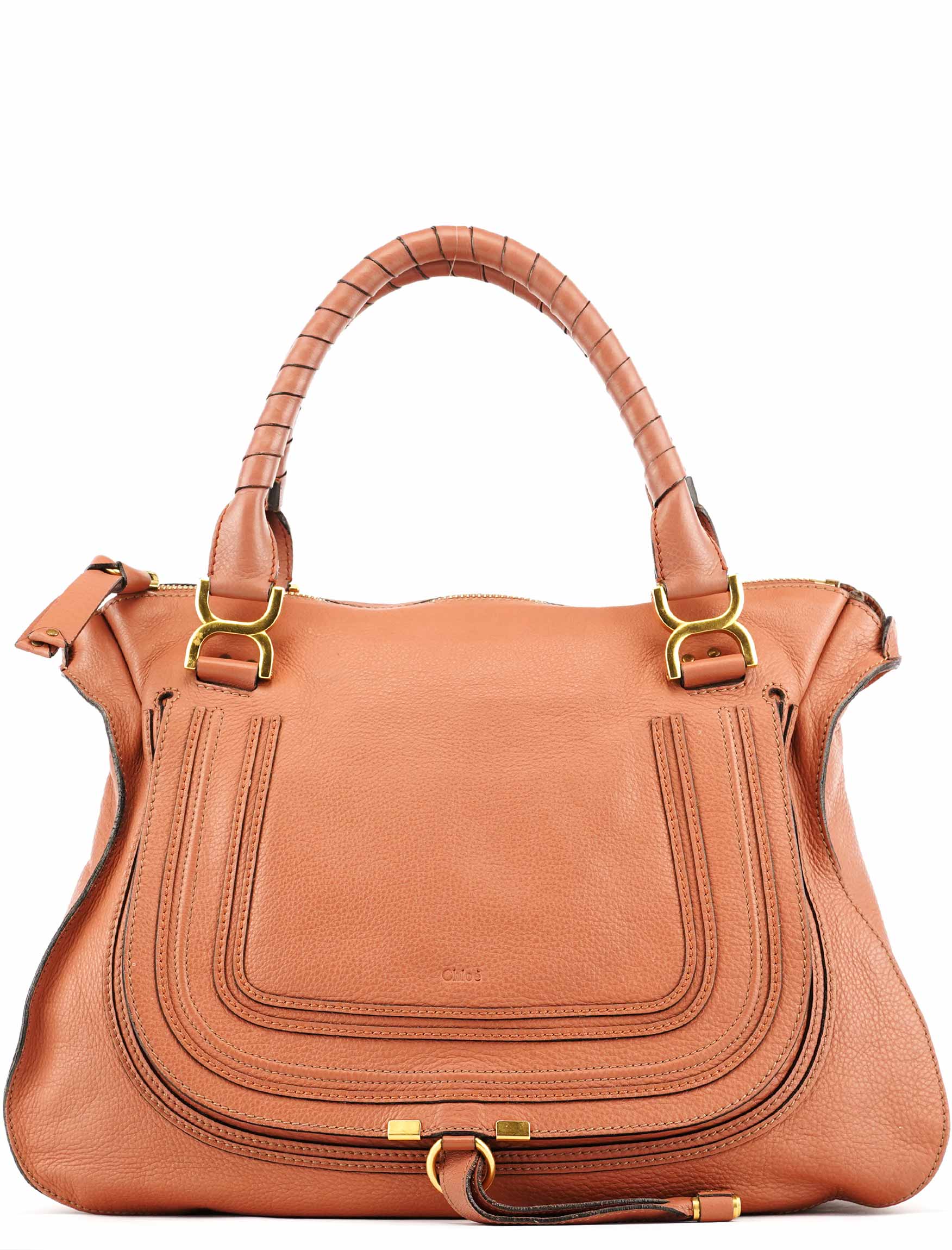 Large Coral Leather Marcie Shoulder Bag
