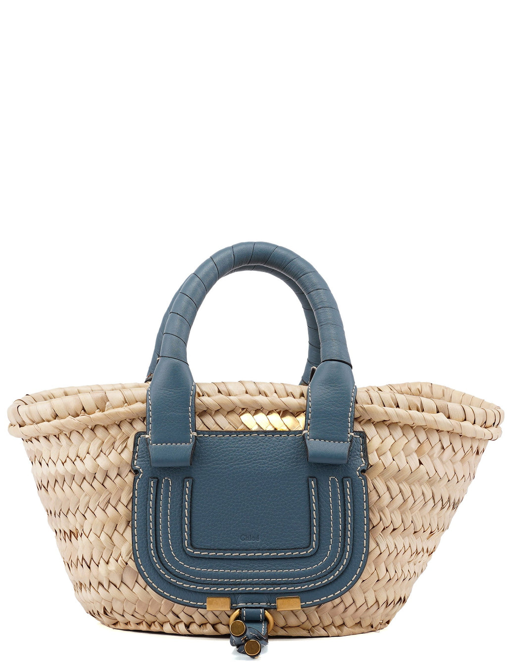 Light Blue Beige Marcie Basket Bag